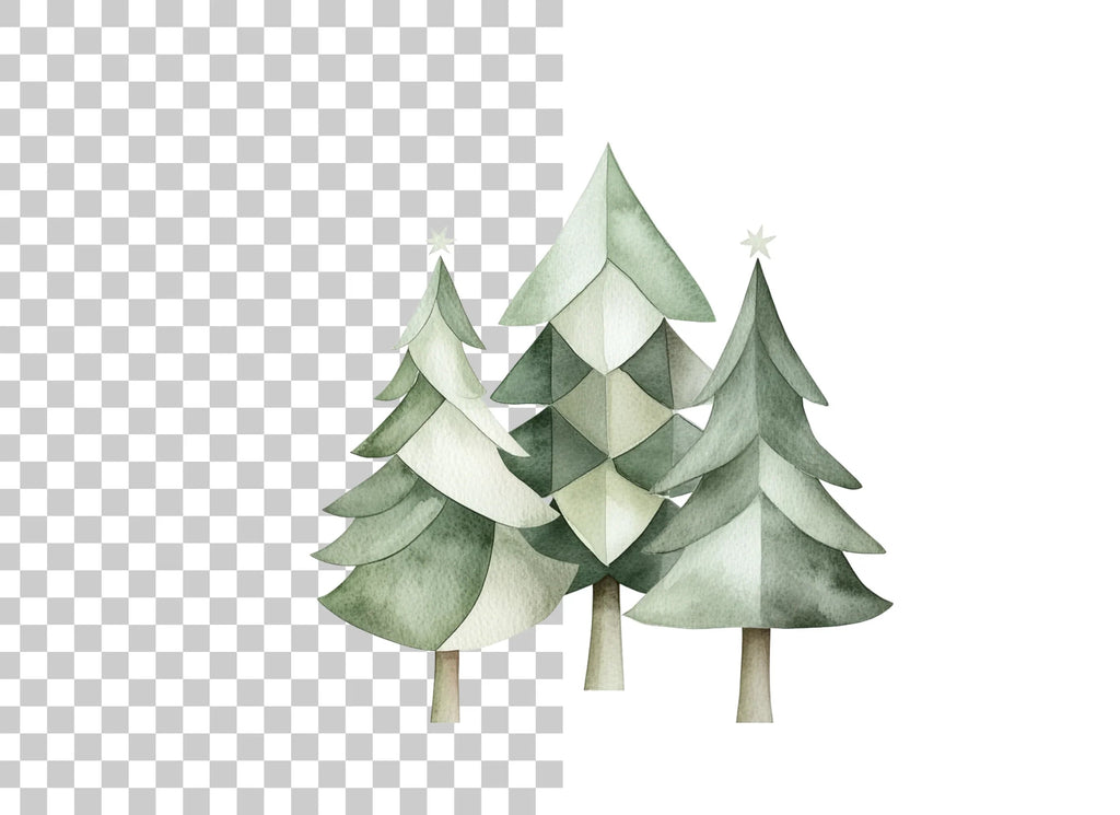 Geometric Christmas Trees Clipart Bundle