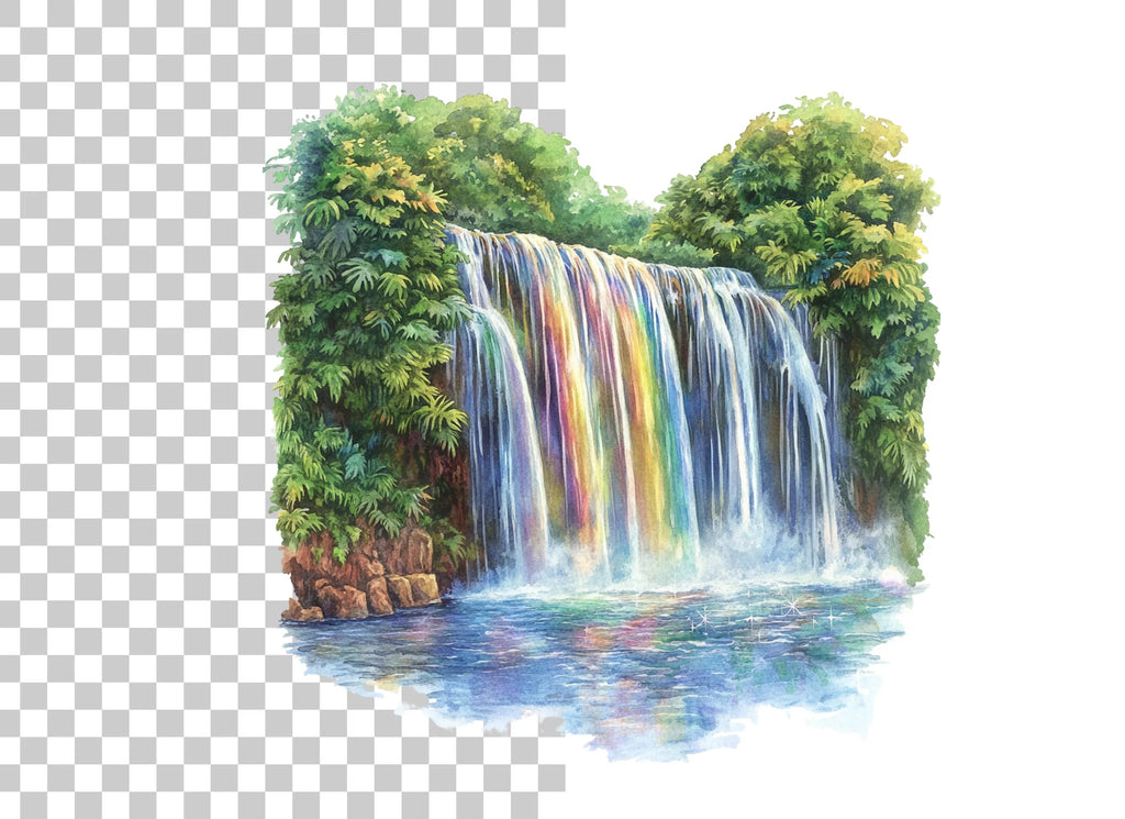 Rainbow Waterfall Clipart Bundle