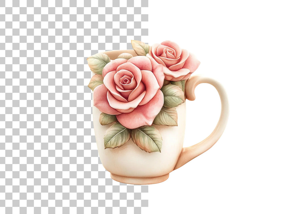Elegant Pink Rose Clipart Bundle