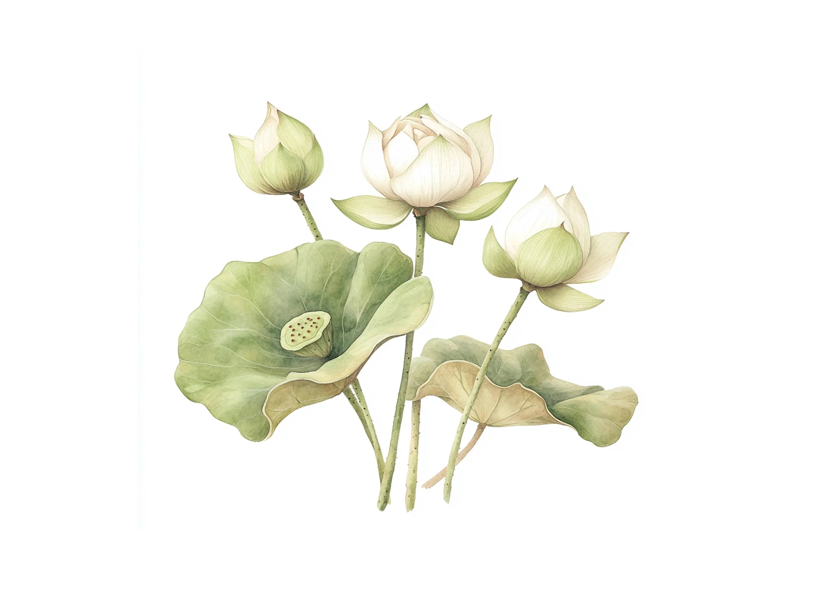 Elegant Lotus Flower Clipart Bundle