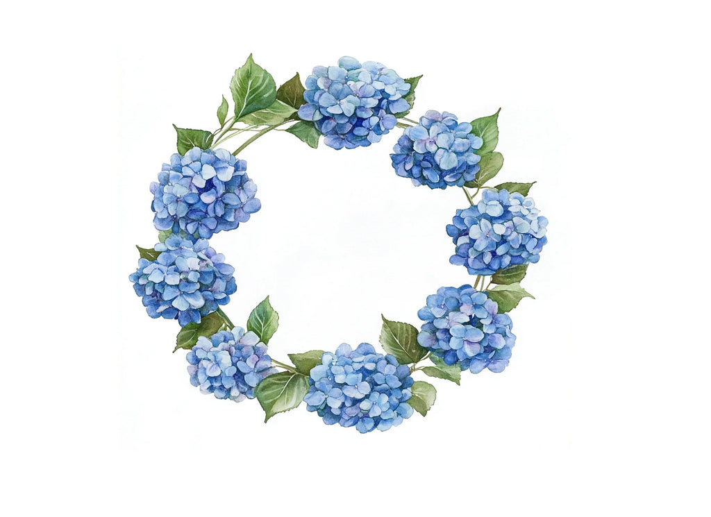 Blue Hydrangea Wreaths Clipart Bundle