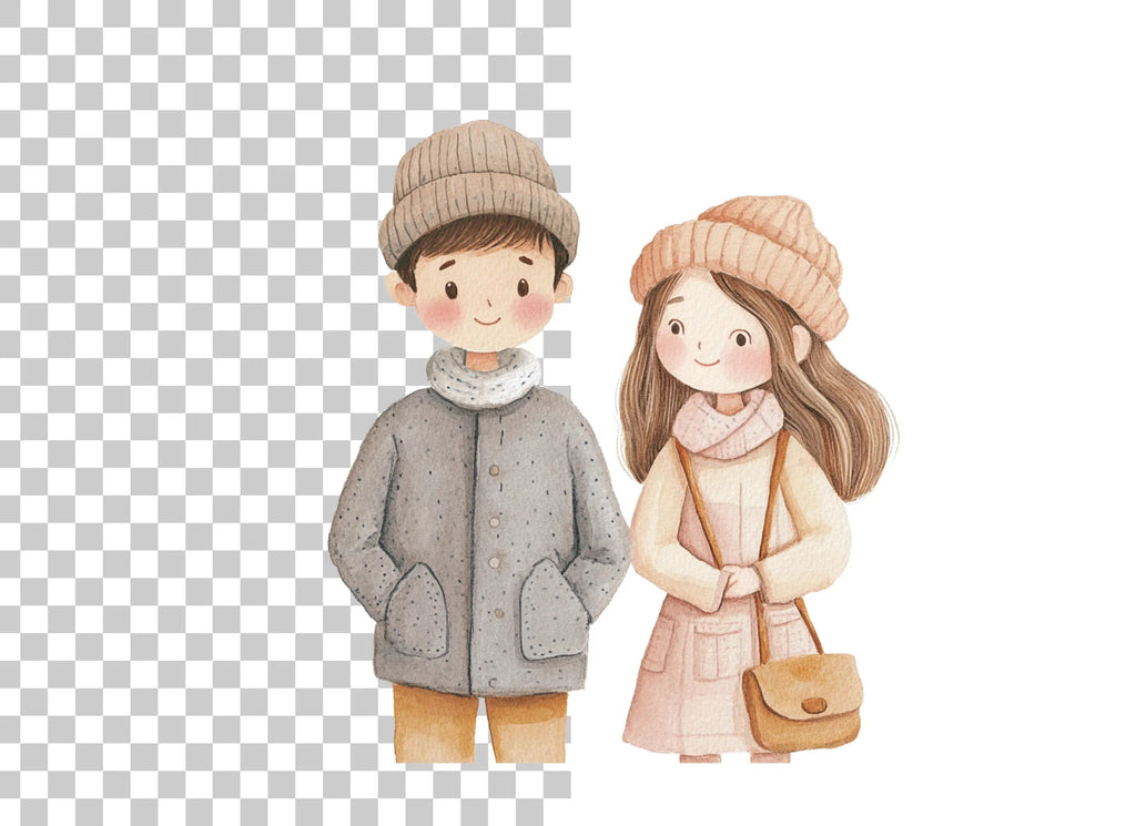 Charming Winter Couple Clipart Bundle