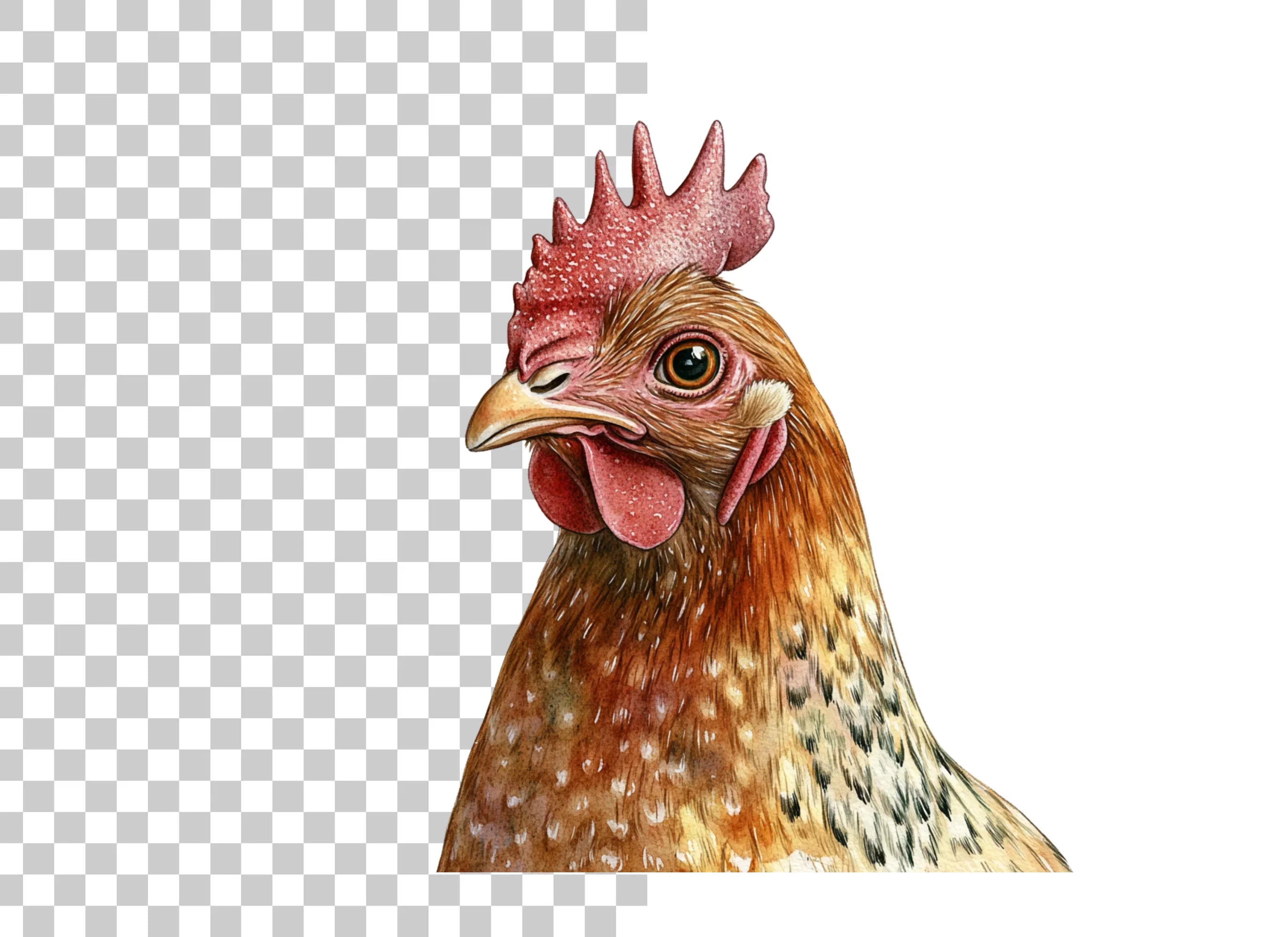 Realistic Brown Chicken Head Clipart Bundle