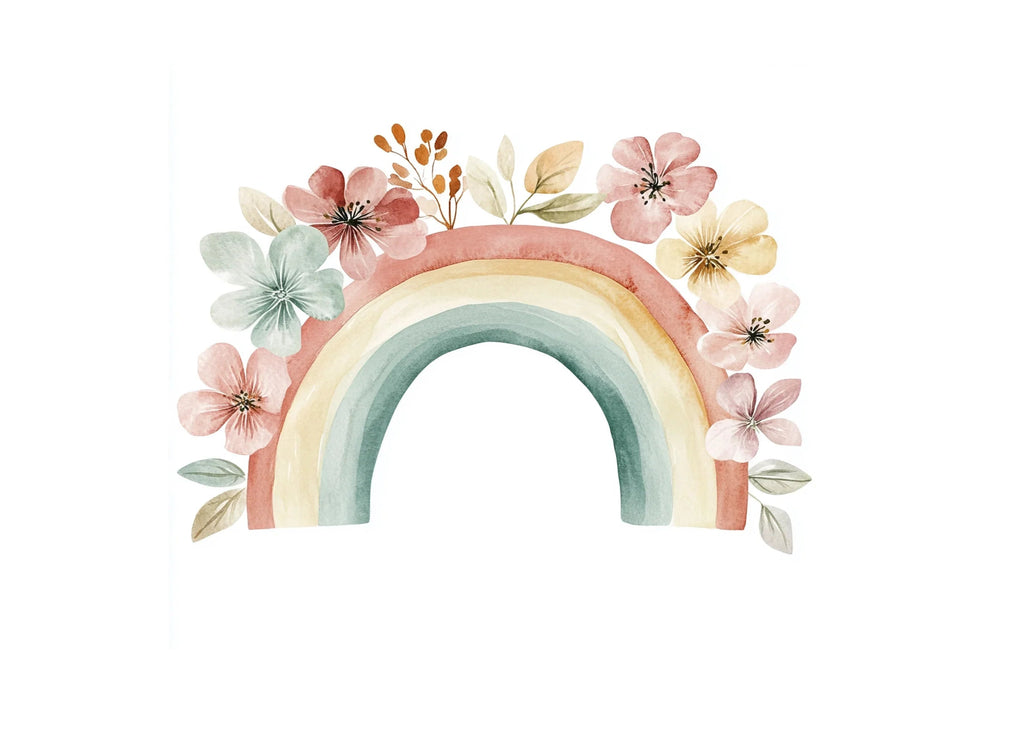 Pastel Floral Rainbow Clipart Bundle