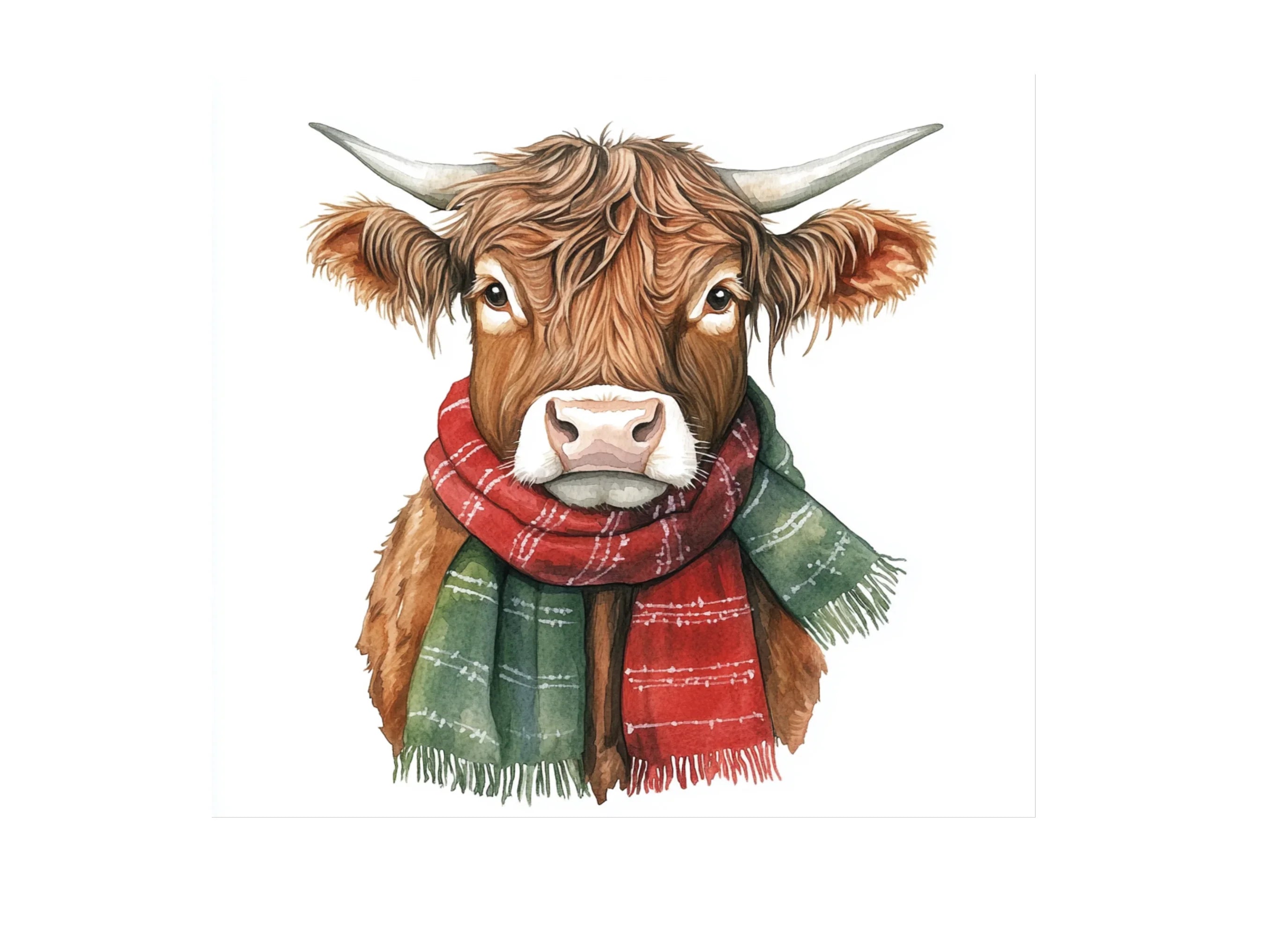 Festive Highland Cow Clipart Bundle