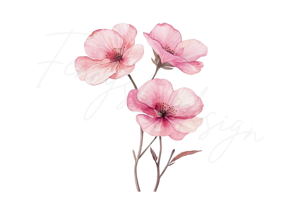 Pink Floral Clipart Bundle