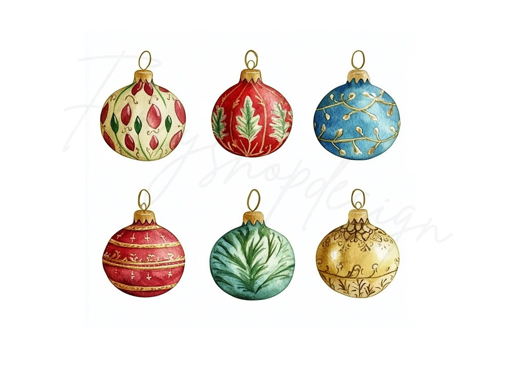 Christmas Ornaments Clipart Bundle