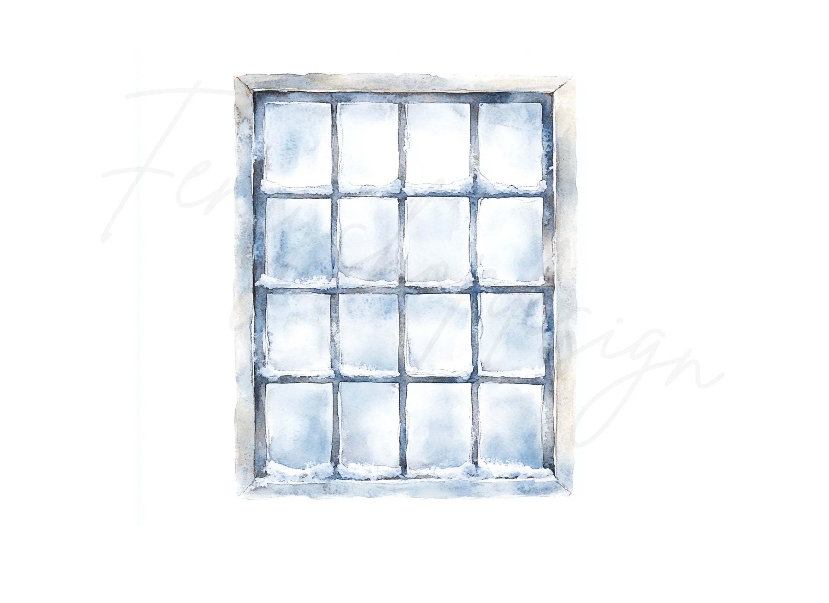 Frosted Winter Window Clipart Bundle
