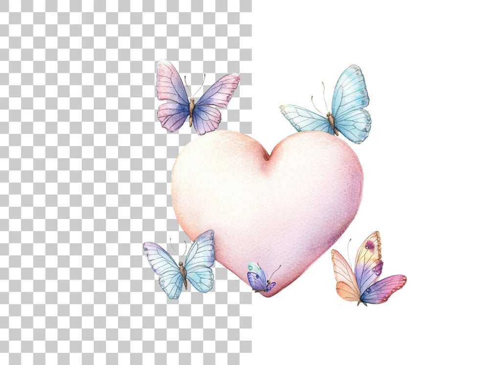 Hearts and Butterflies Clipart Bundle