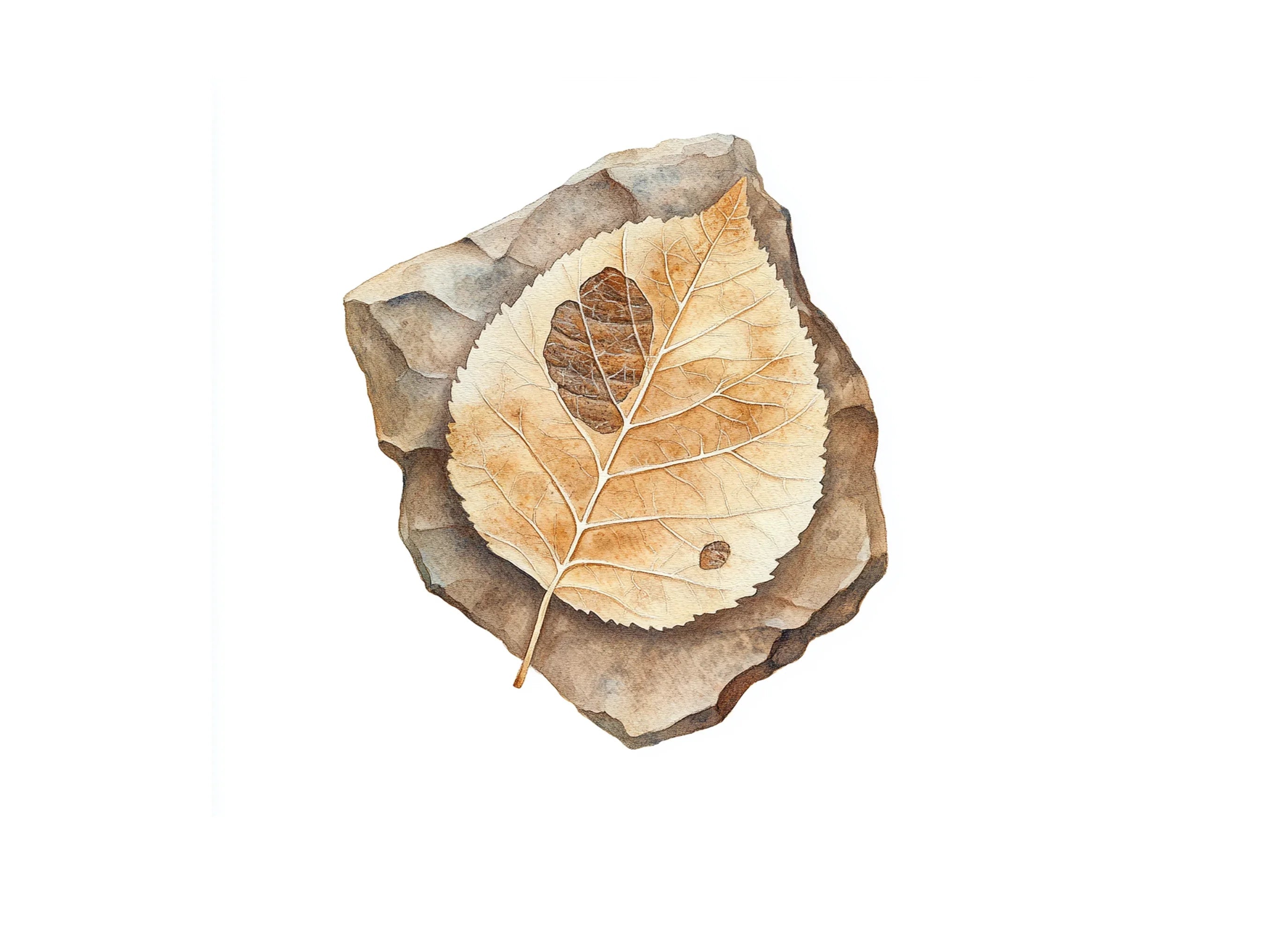 Fossilized Leaf Stone Clipart Bundle