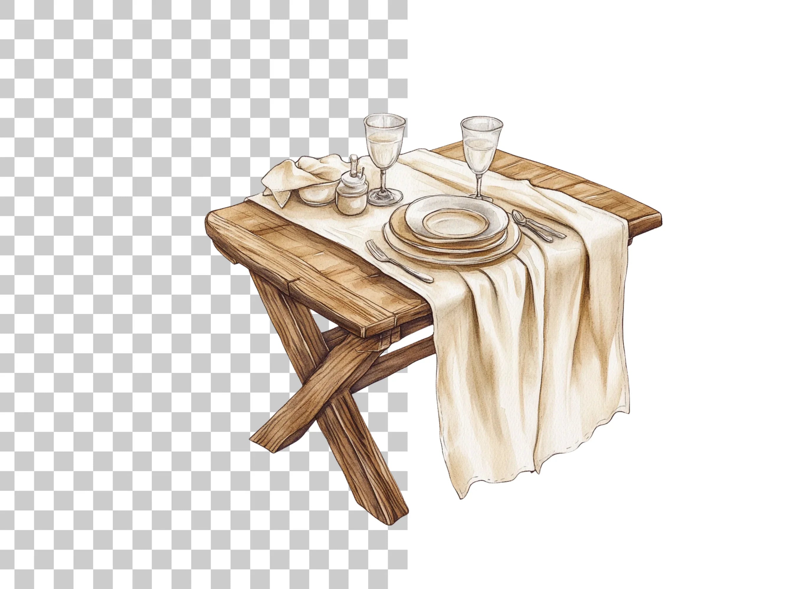 Elegant Dining Table Settings Clipart Bundle