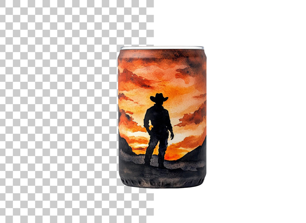 Western Cowboy Silhouette Tumbler Clipart Bundle