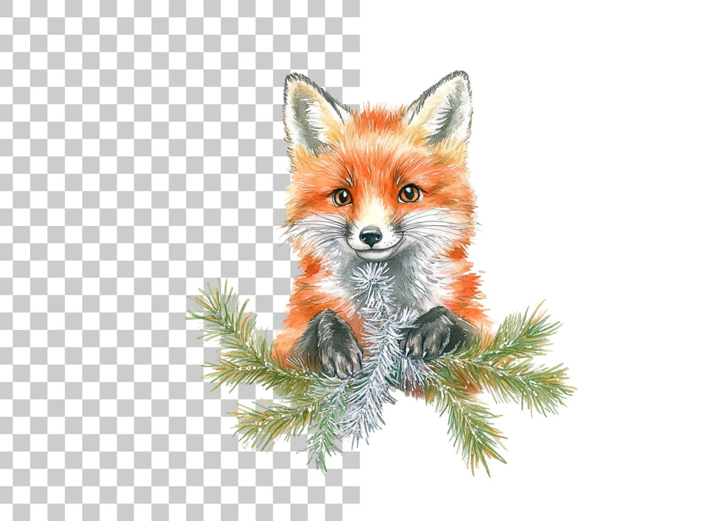 Cute Christmas Fox Clipart Bundle