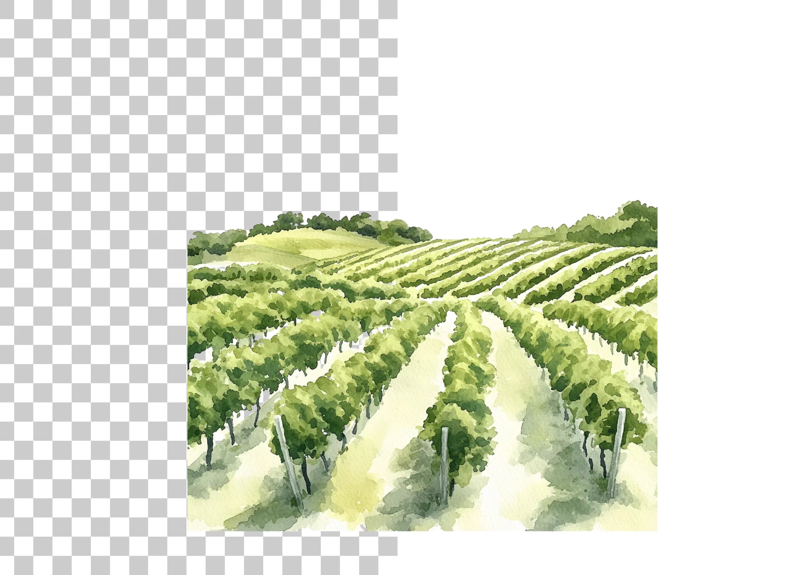 Green Vineyard Rows Clipart Bundle