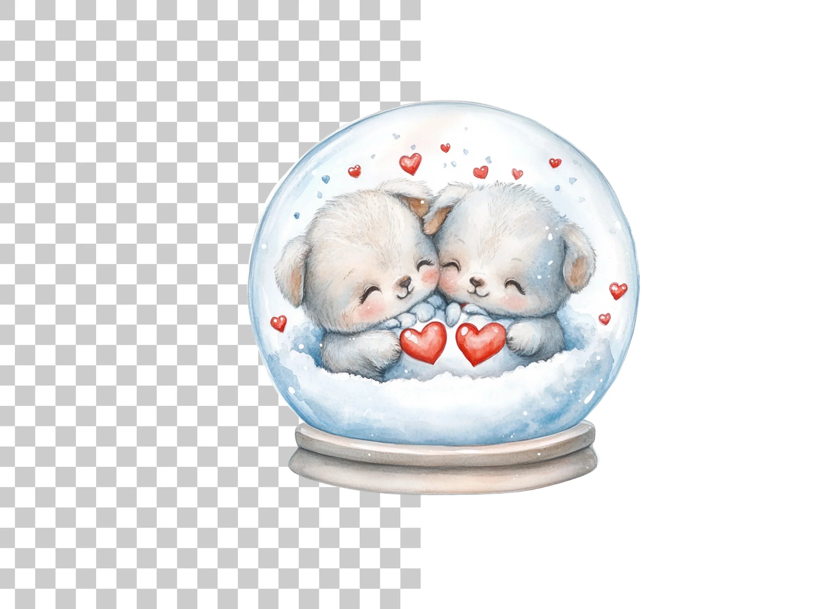 Cute Animal Couple Snow Globes Clipart Bundle