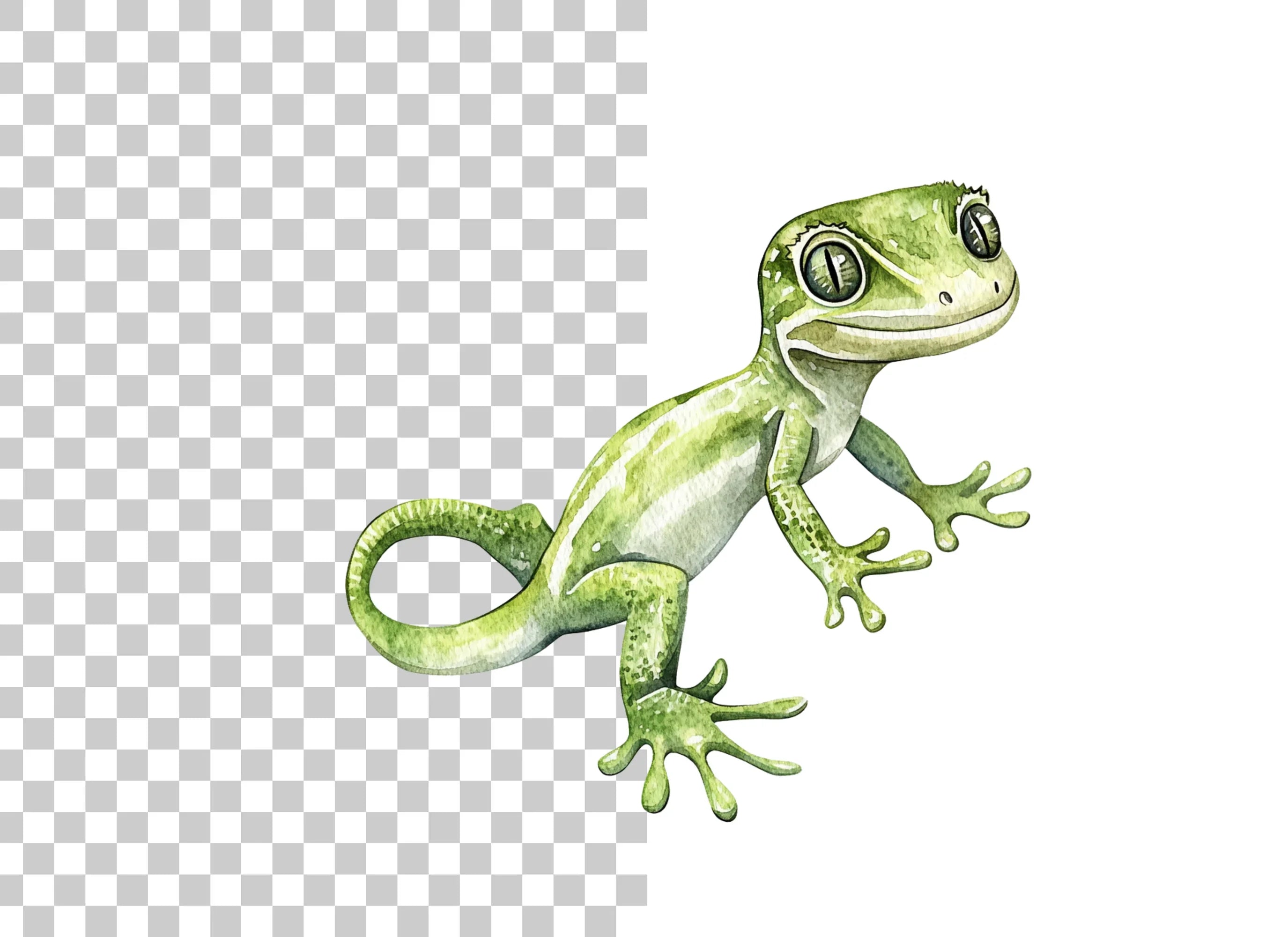 Cute Green Gecko Clipart Bundle