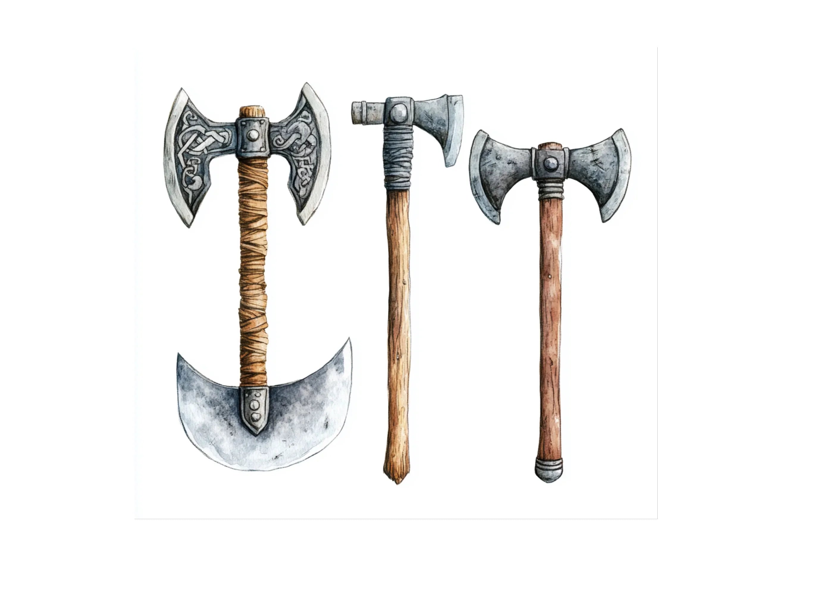 Viking Axes and Medieval Weapons Clipart Bundle