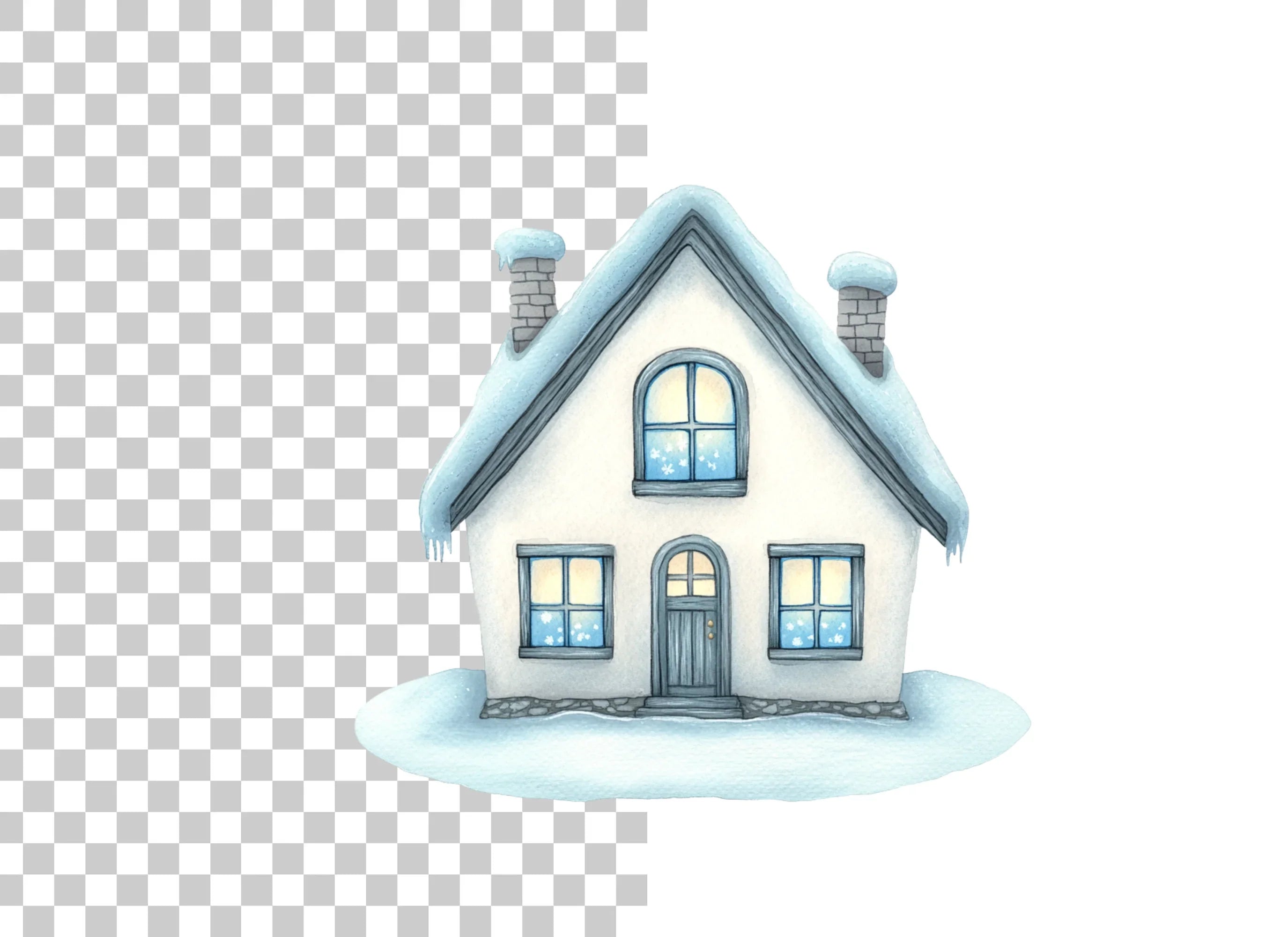 Cozy Winter Houses Clipart Bundle