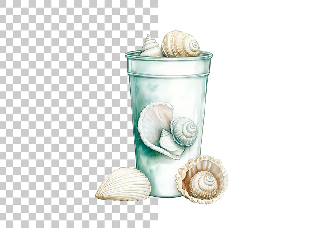 Seashells in Glass Clipart Bundle