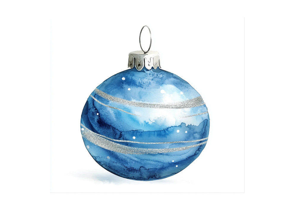 Blue Christmas Ornaments Clipart Bundle
