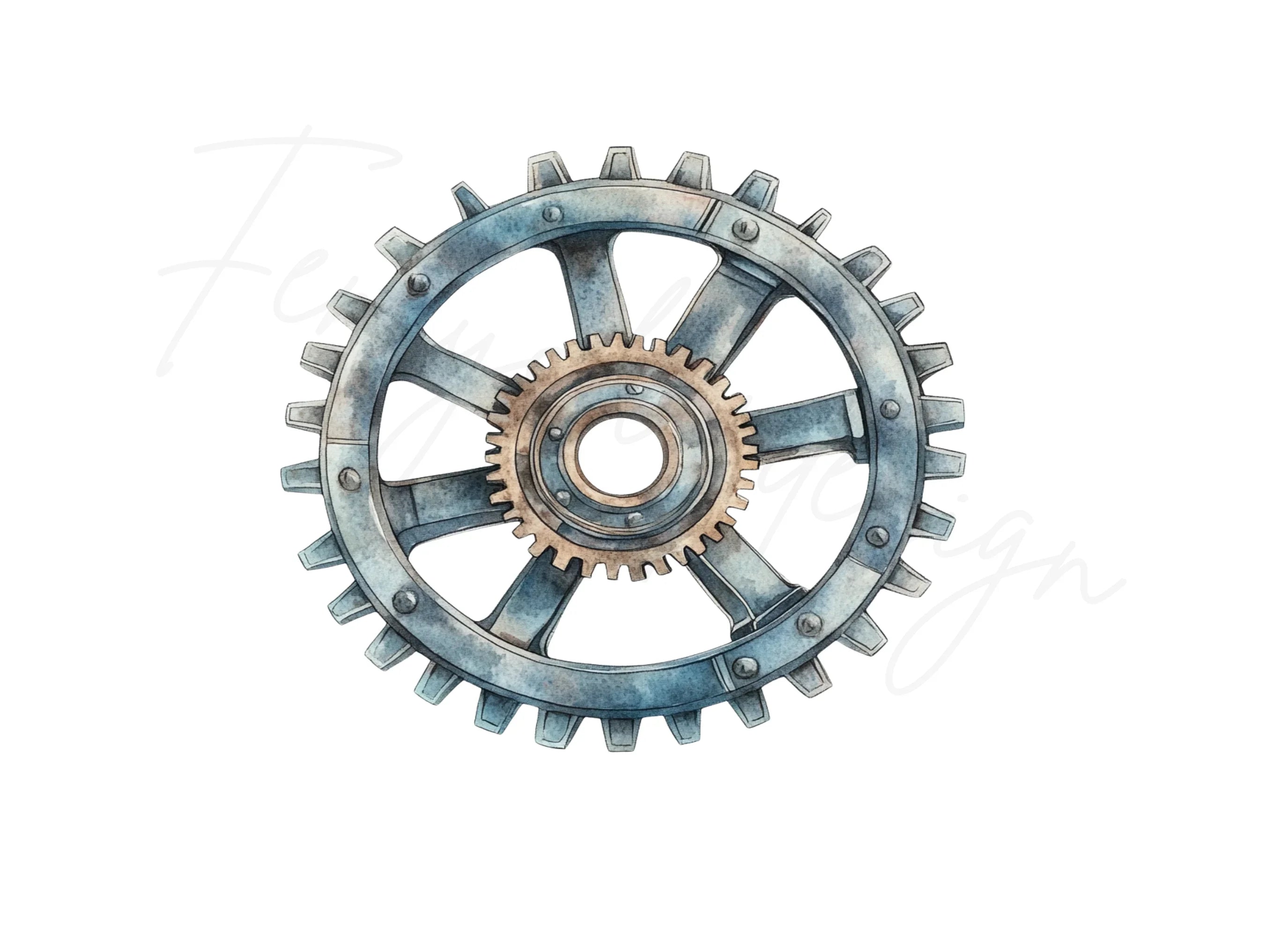 Industrial Steampunk Gear Wheel Clipart Bundle