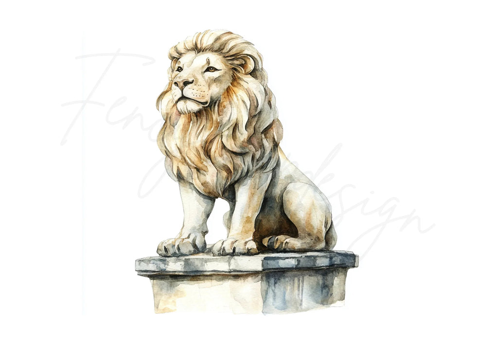 Majestic Lion Statues Clipart Bundle