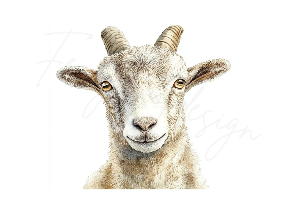 Cute Goat Faces Clipart Bundle