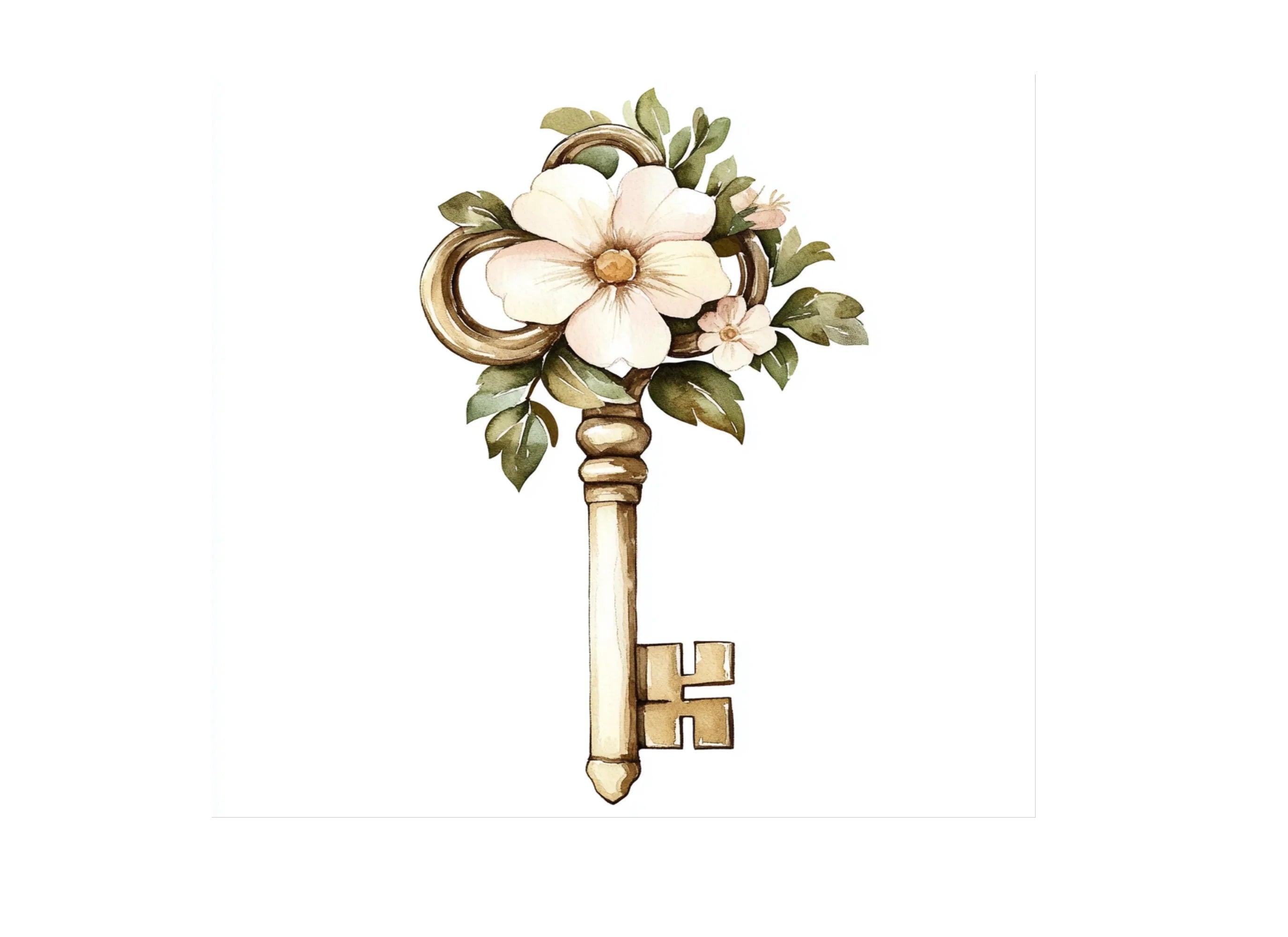 Floral Skeleton Keys Clipart Bundle