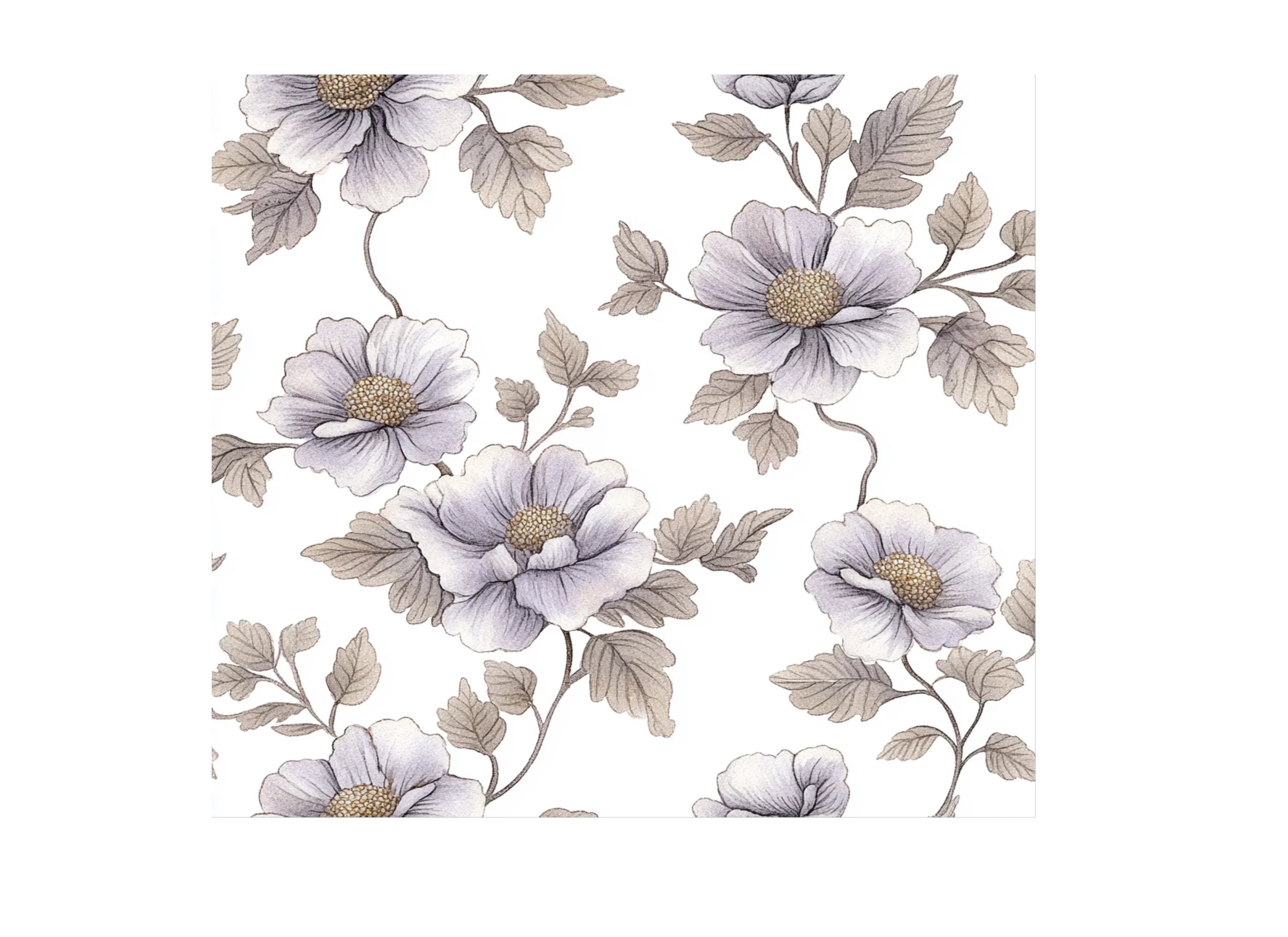 Soft Grey and White Floral Clipart Bundle