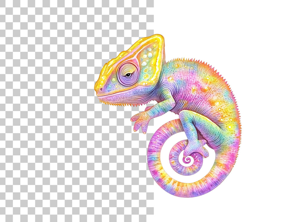 Vibrant Rainbow Chameleon Clipart Bundle