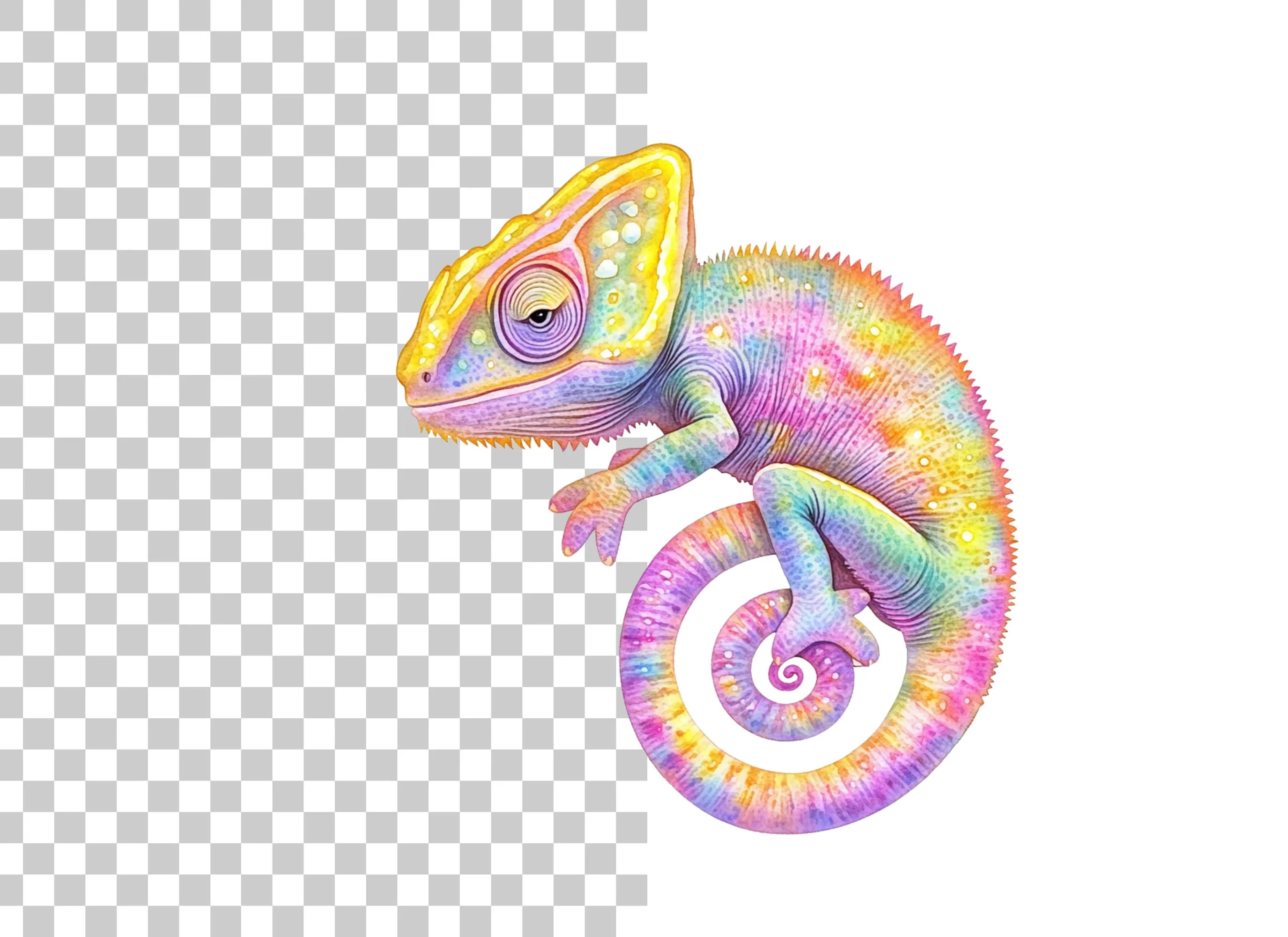 Vibrant Rainbow Chameleon Clipart Bundle