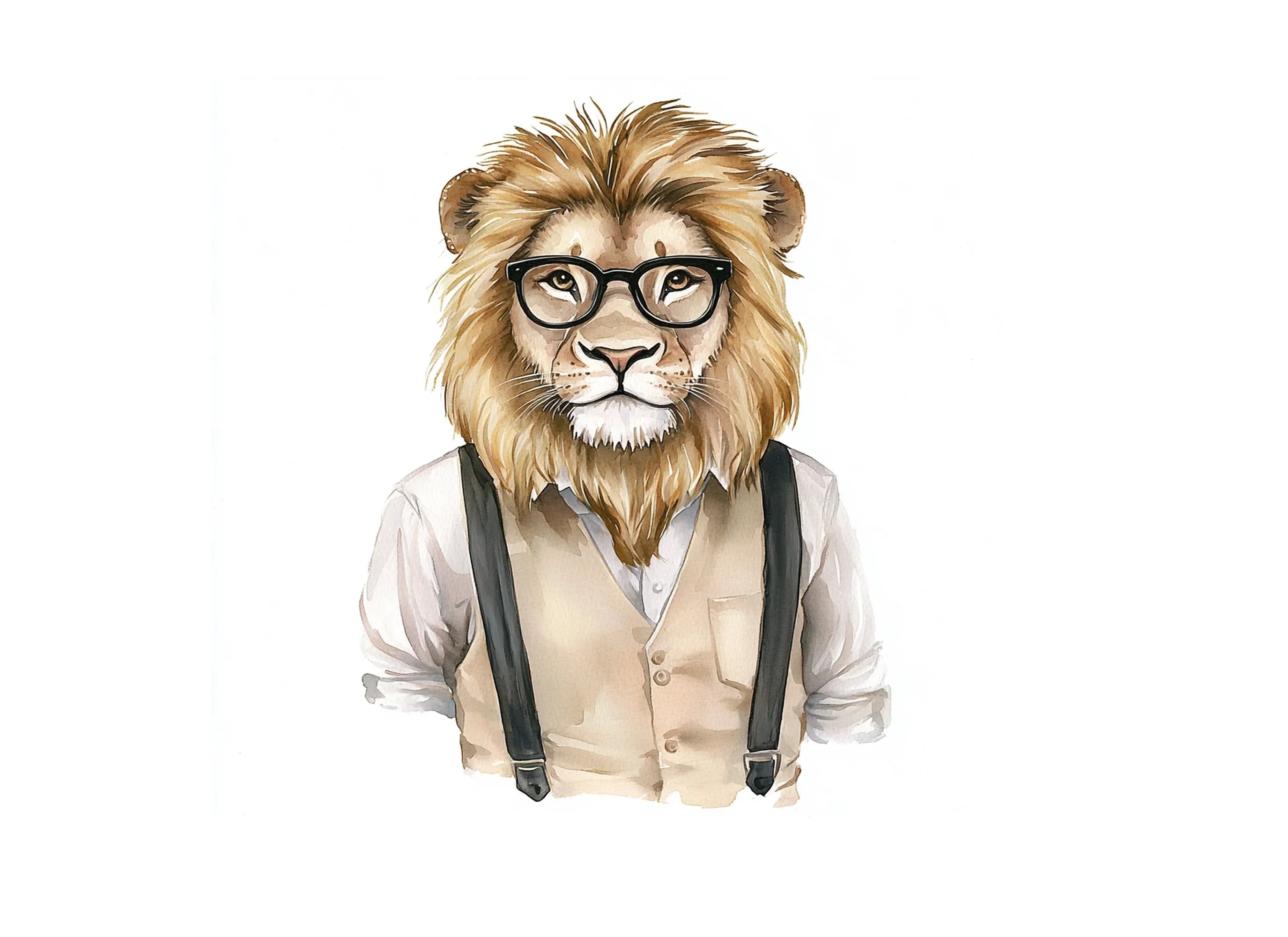 Hipster Lion with Glasses Clipart Bundle