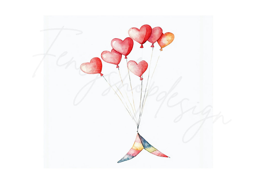 Heart Balloons with Kite Clipart Bundle