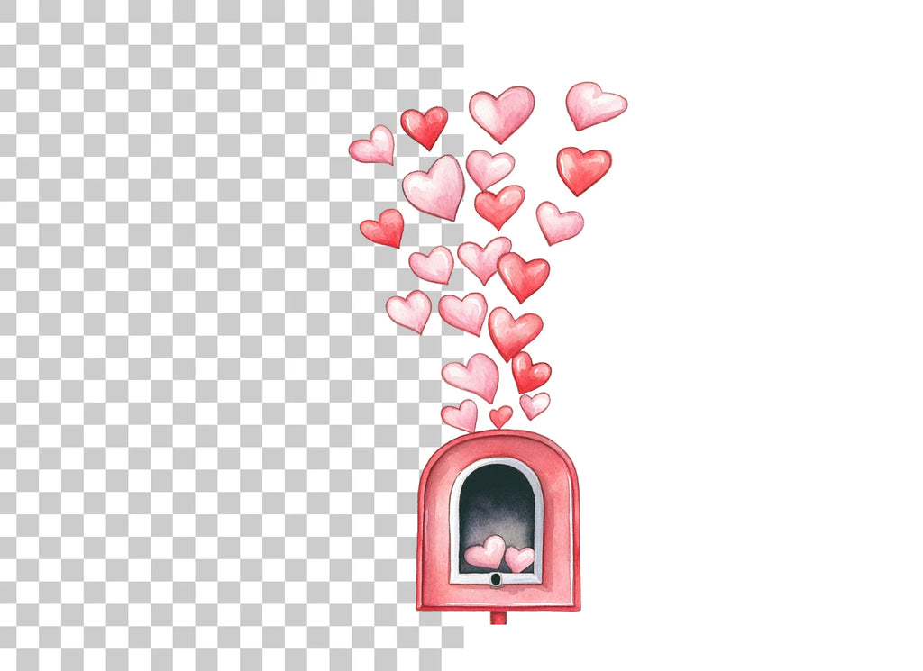 Valentine's Day Mailbox with Hearts Clipart Bundle