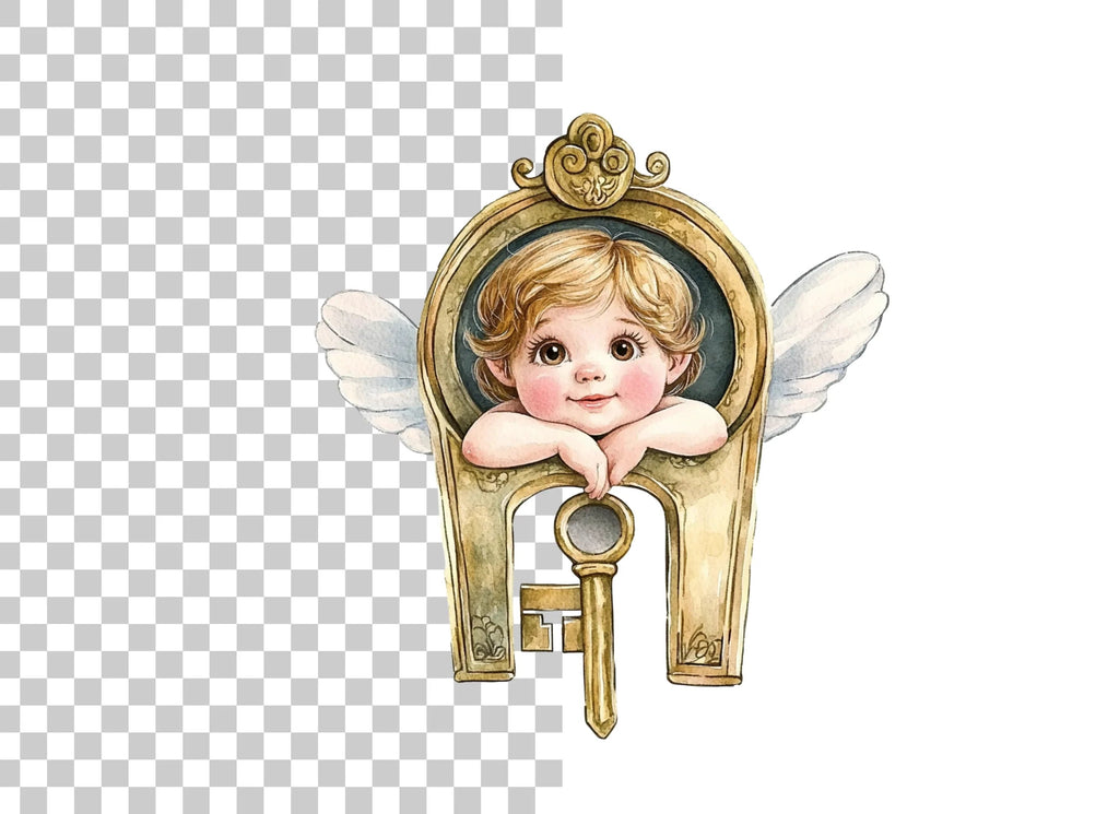 Cute Cherub Keyhole Clipart Bundle