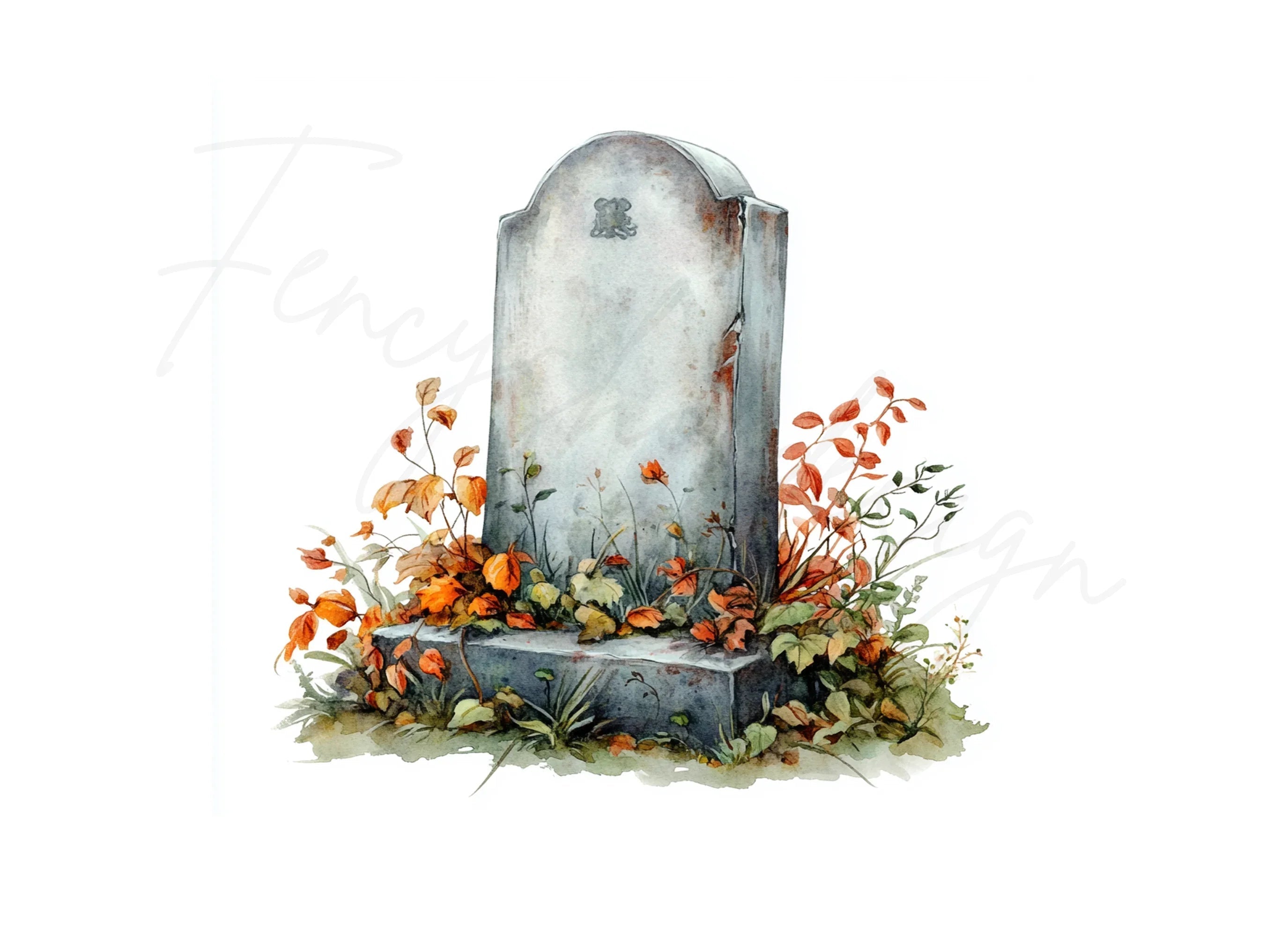 Autumn Halloween Gravestone Clipart Bundle