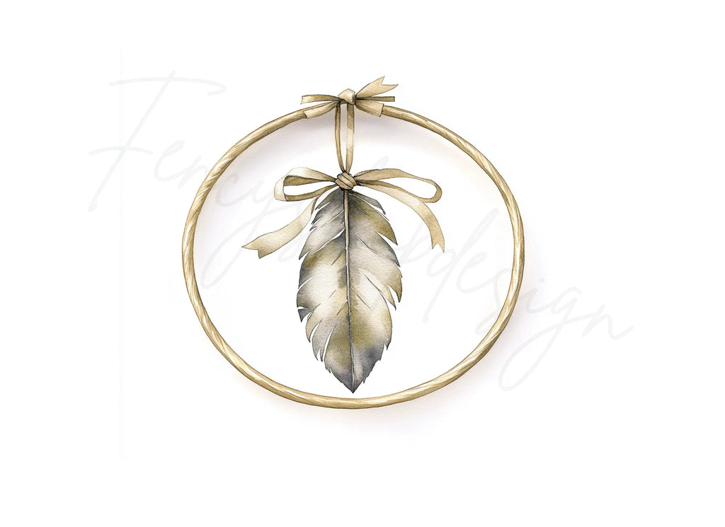 Boho Feather Hoop Clipart Bundle