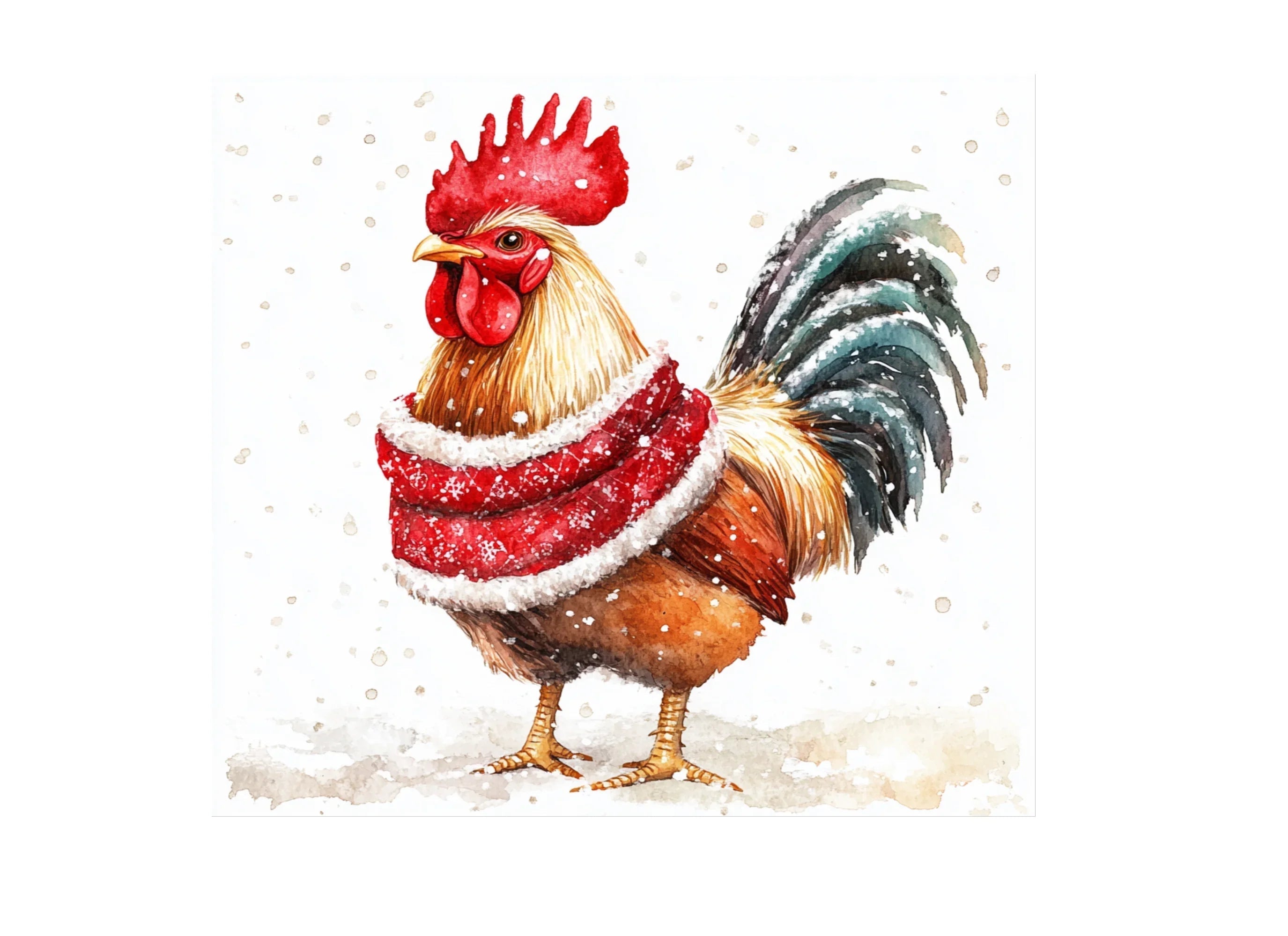 Festive Christmas Rooster Clipart Bundle