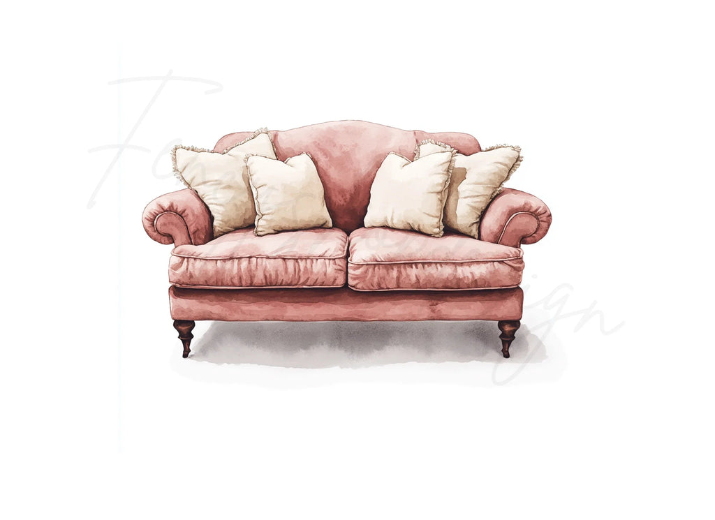 Charming Pink Sofa Clipart Bundle