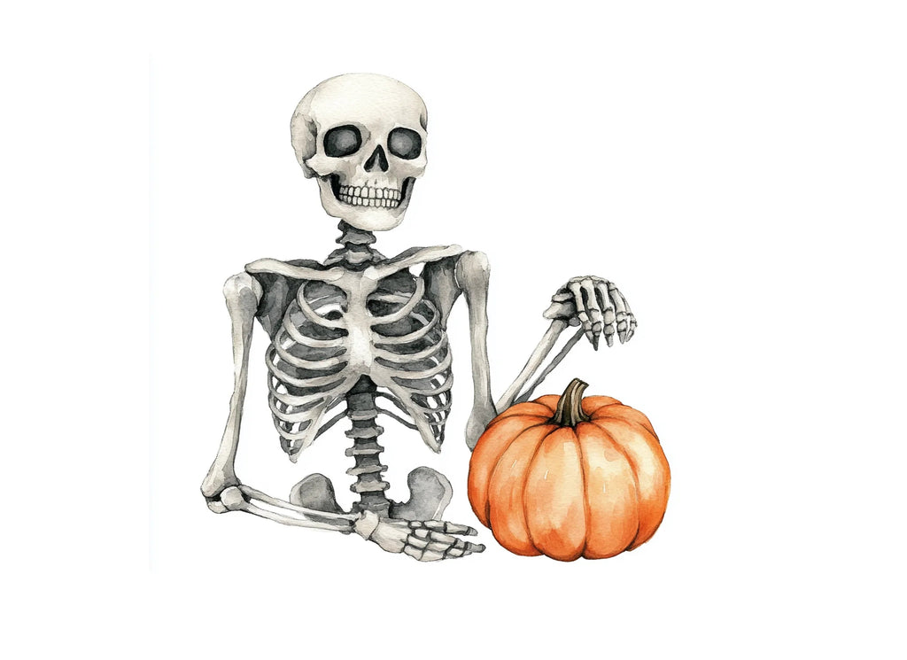 Cute Skeleton Pumpkin Clipart Bundle