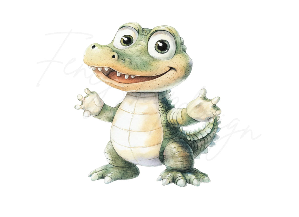 Cute Alligator and Crocodile Clipart Bundle