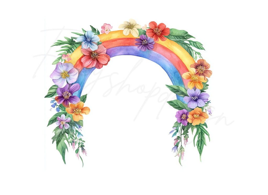Rainbow Floral Clipart Bundle