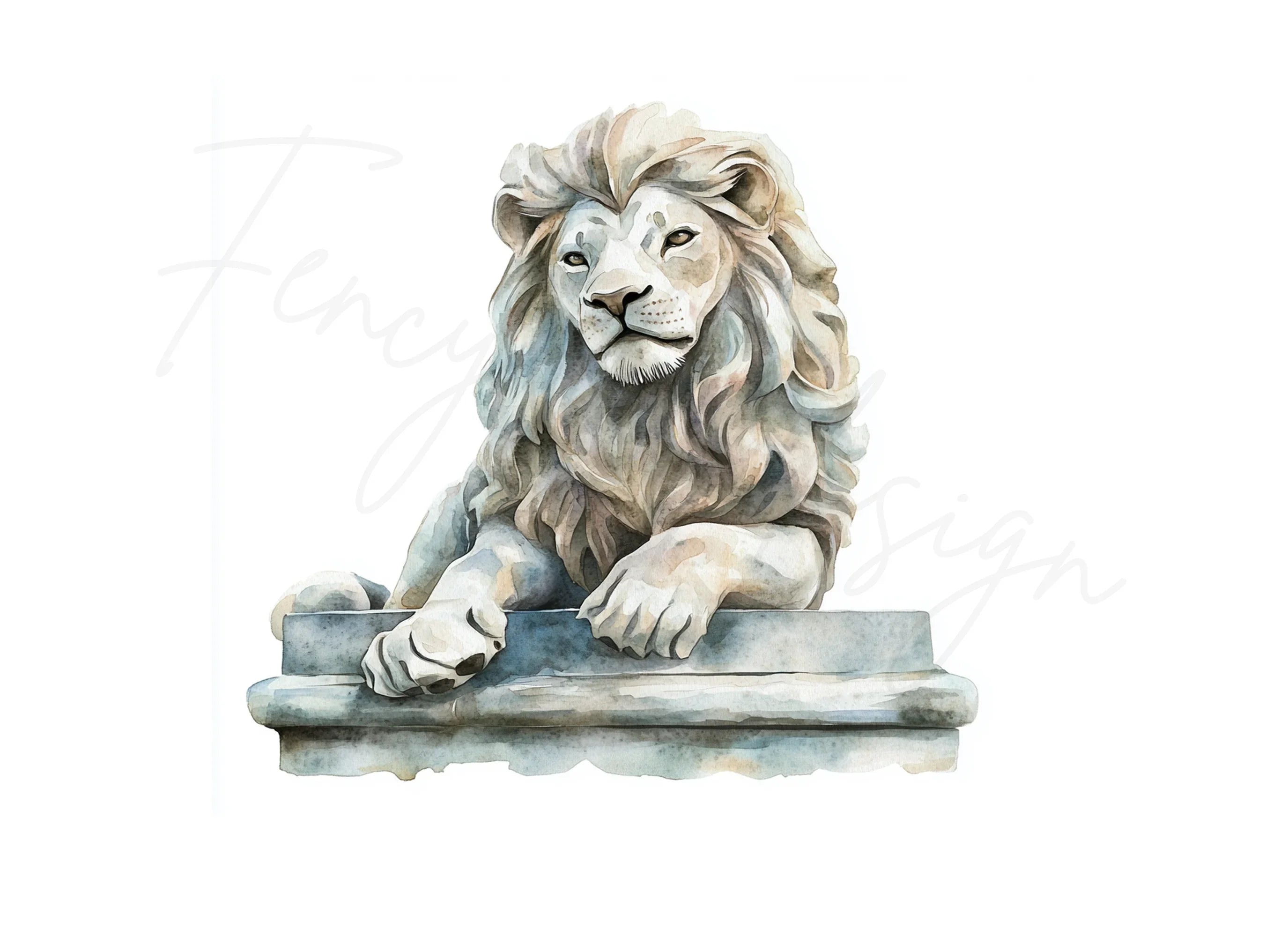 Majestic Lion Statues Clipart Bundle