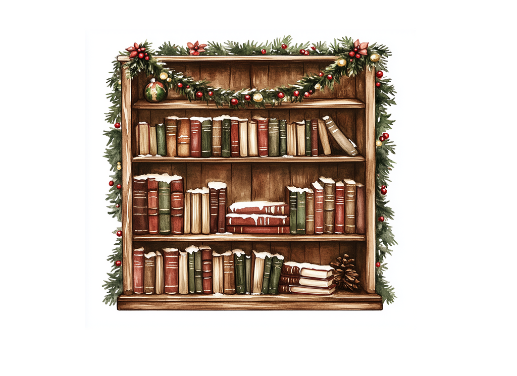 Festive Holiday Bookcase Clipart Bundle