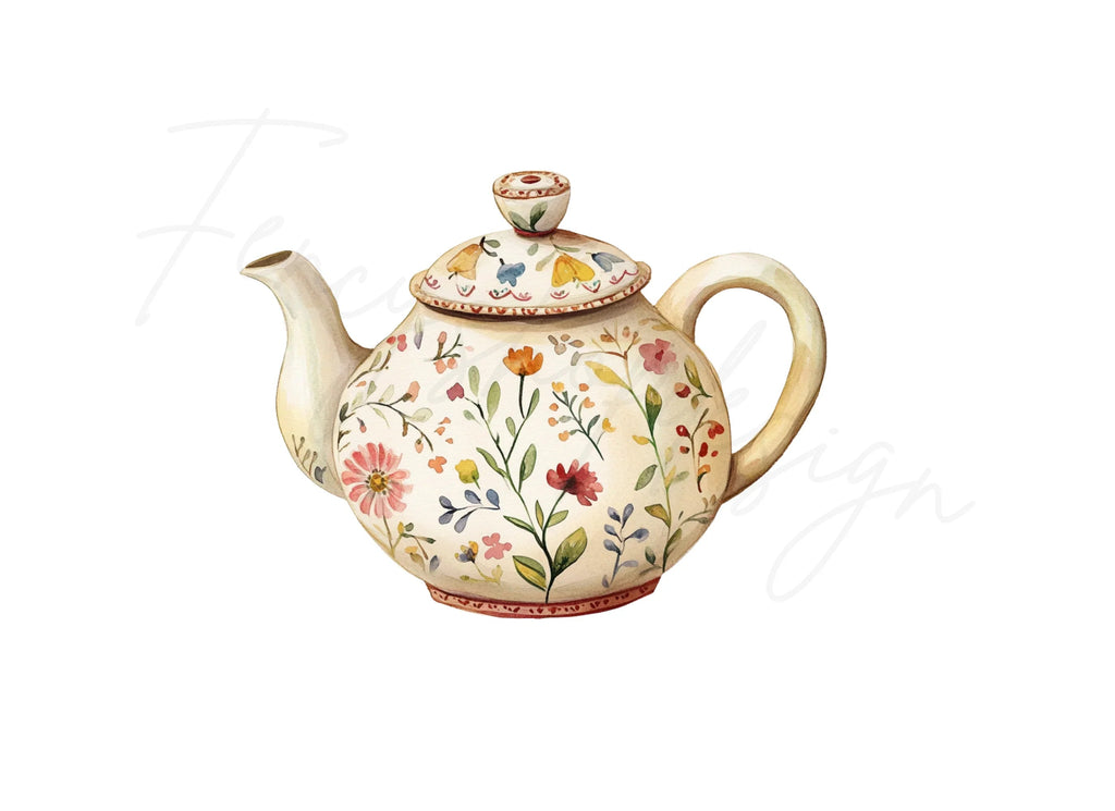 Floral Teapots Clipart Bundle