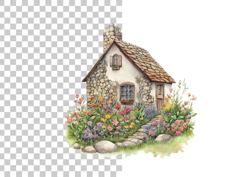 Stone Cottages Clipart Bundle