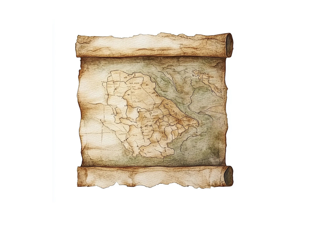 Aged Scroll Map Clipart Bundle
