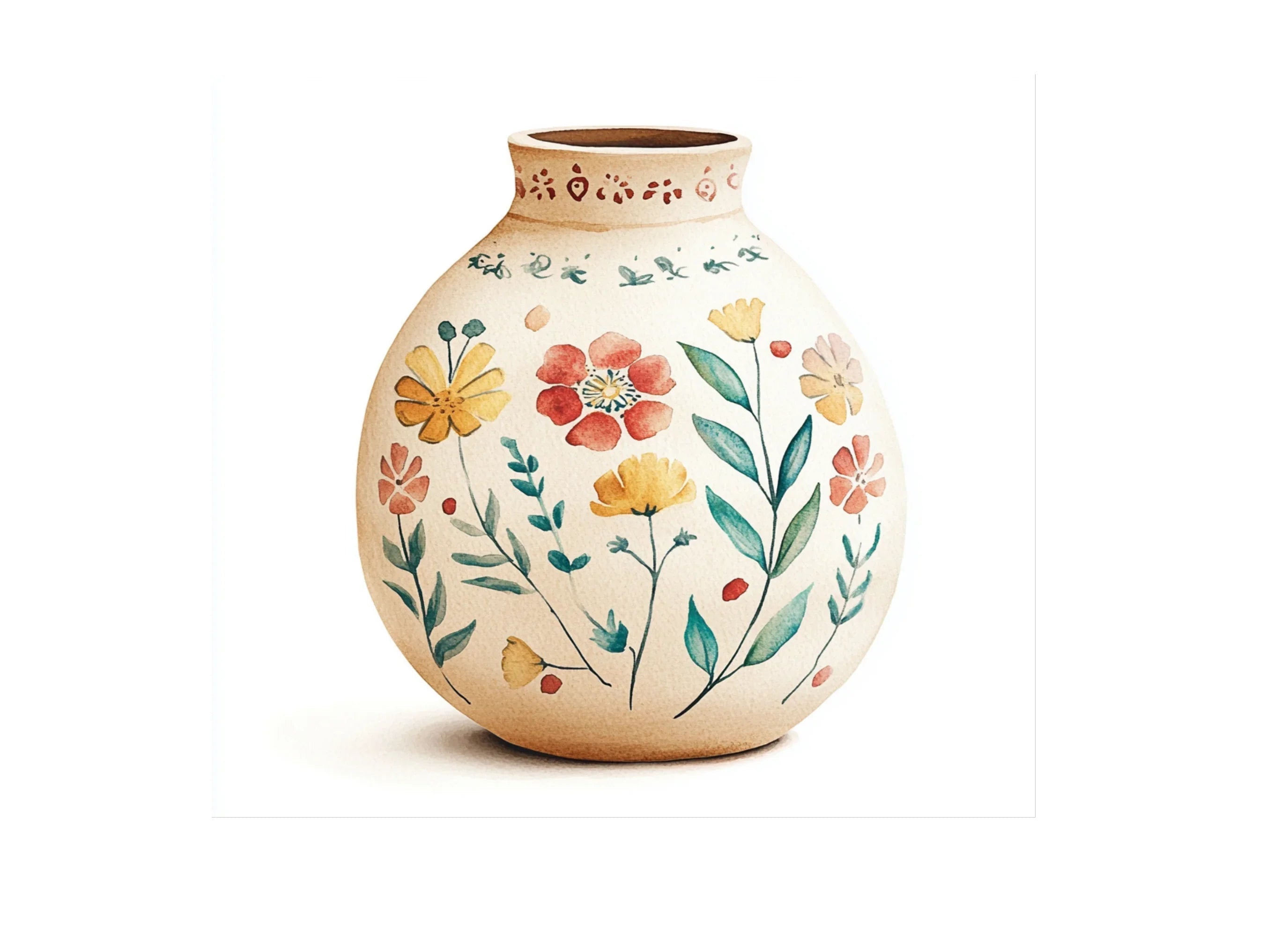 Boho Floral Vase Clipart Bundle