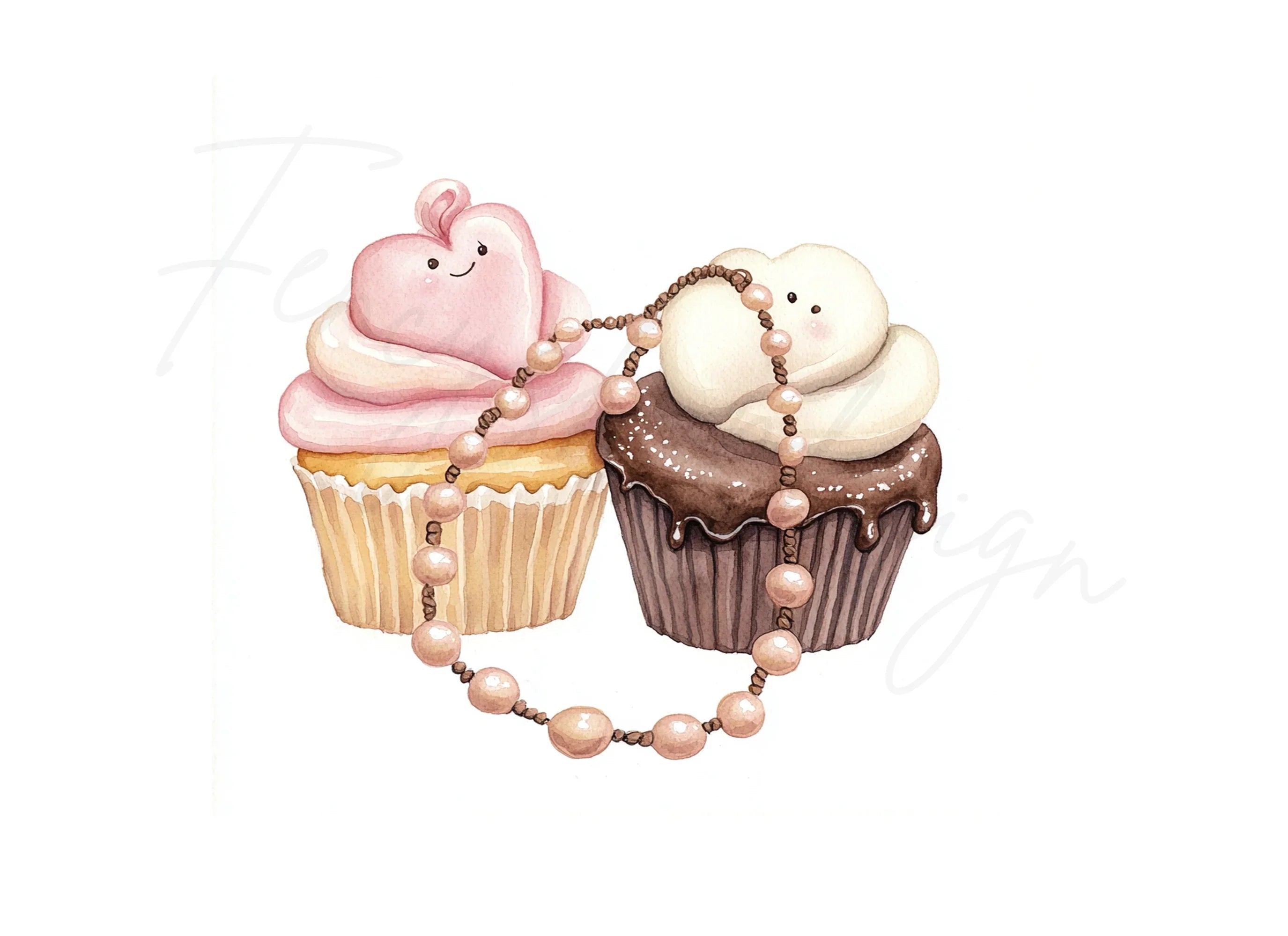 Cute Dessert with Pearl Beads Clipart Bundle