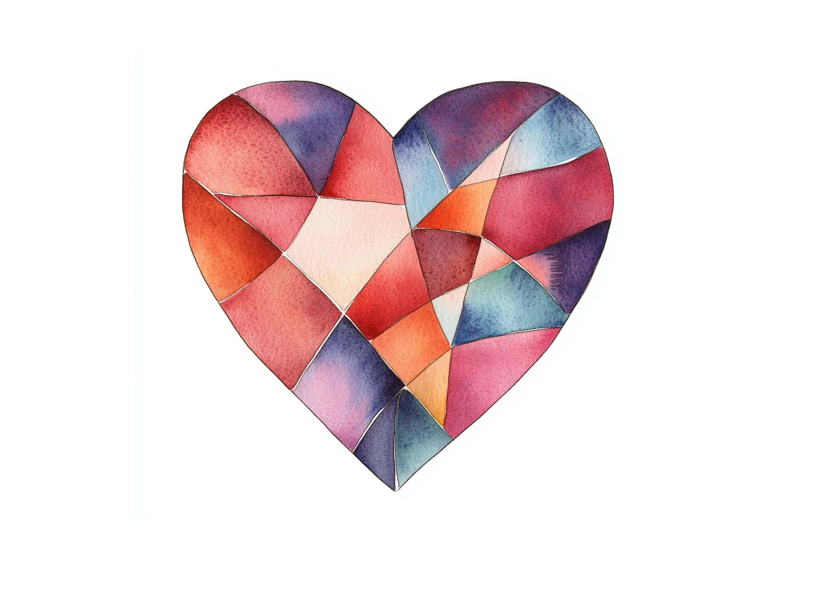 Abstract Geometric Heart Shapes Clipart Bundle